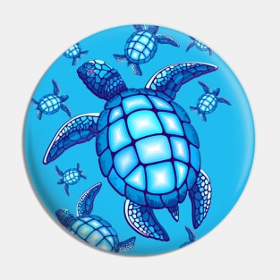 Sea Turtle Blue and Turquoise Pin