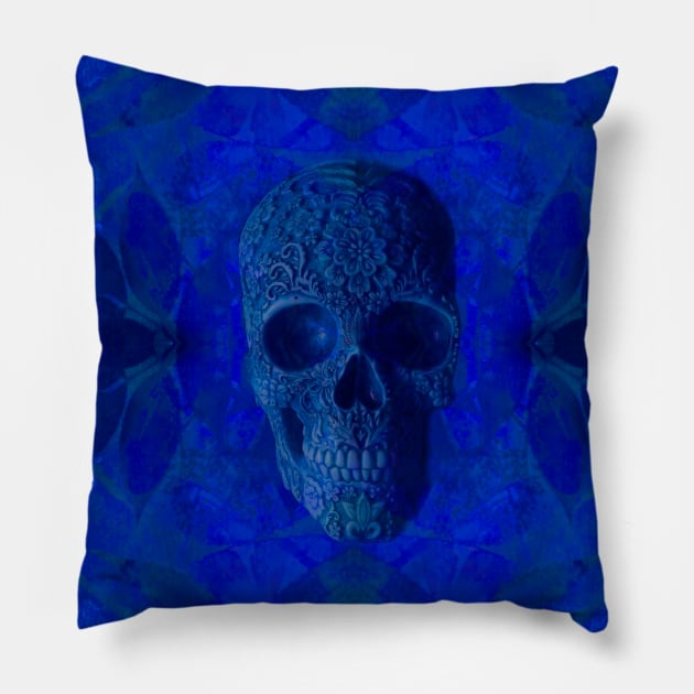 Skull Candy - Blue Moods Pillow by BenitaJayne