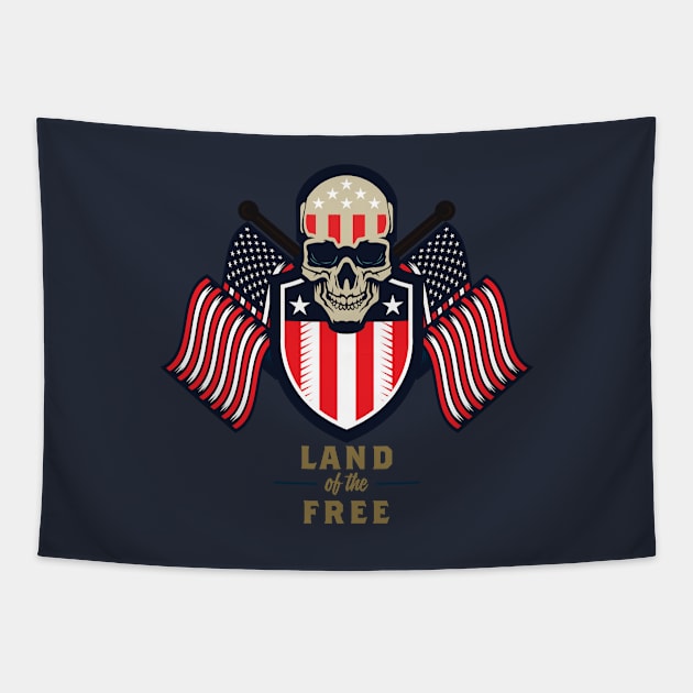 Land of the Free Skull v2 Tapestry by Bag O' Bones