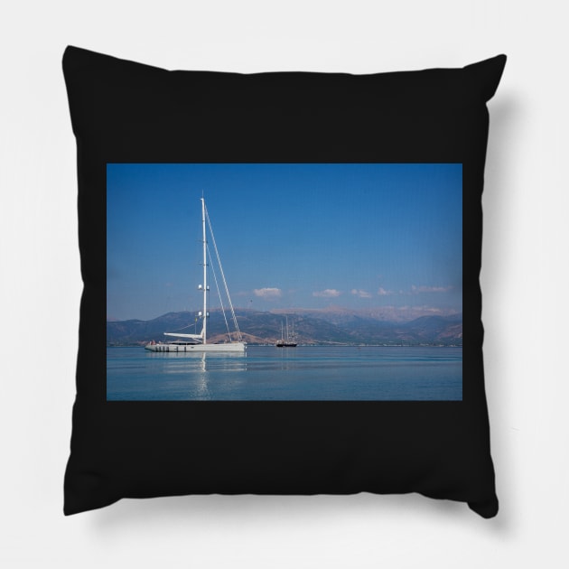 Sailing boat in Nafplio. Pillow by sma1050