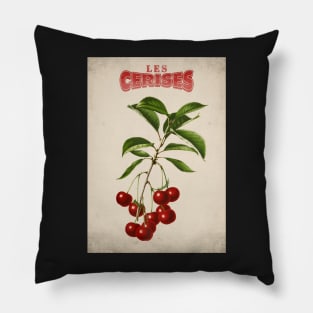 Old fruit poster - Cherries - Vintage - retro Pillow