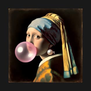 Pearl Earring Girl Bubble Gum Day T-Shirt