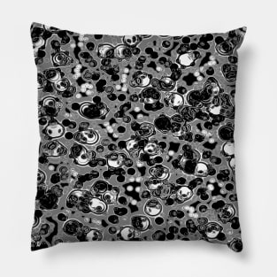 Abstract Bubbles in Black and White Pattern Pillow