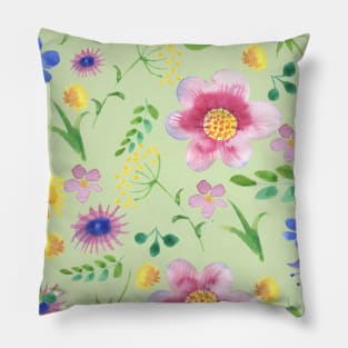 watercolor summer flowers Pillow