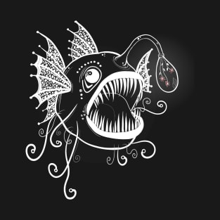 Angler fish with light bulb with flowers T-Shirt