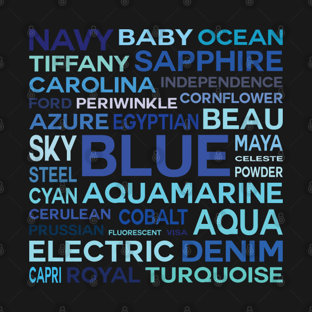 Word Cloud - Shades of Blue (White Background) by inotyler