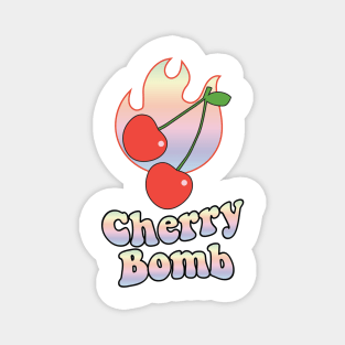 Cherry Bomb and Pastel Rainbow Flaming Design Magnet