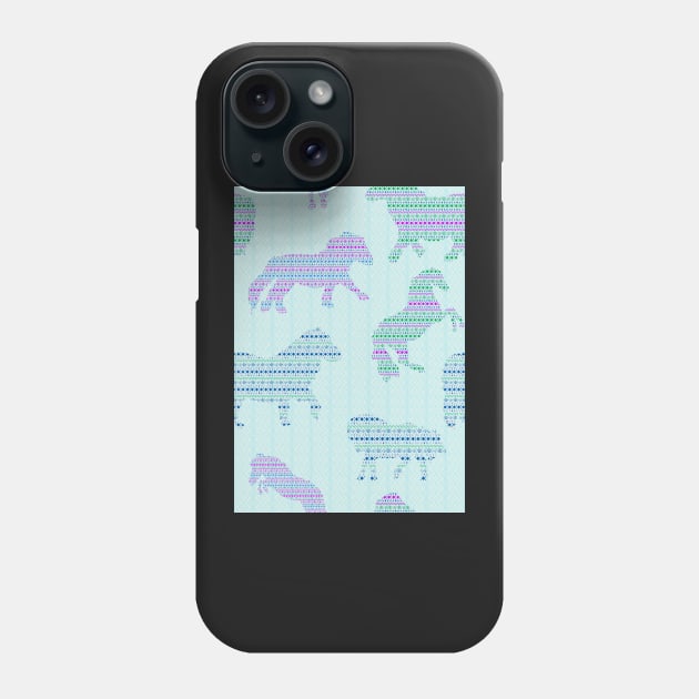 Shetland Fairisle Dancing Ponies - Light blue Phone Case by Juliewdesigns