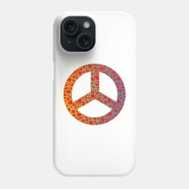 WW3 PRAYING FOR PEACE RED HEART YELLOW GREEN AND BLUE PEACE SYMBOL DESIGN Phone Case by KathyNoNoise