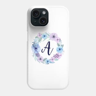 Floral Monogram A Icy Winter  Blossoms Phone Case
