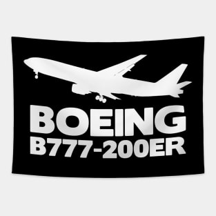 Boeing B777-200ER Silhouette Print (White) Tapestry