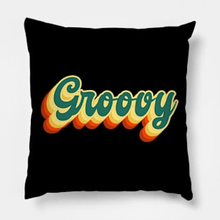 Groovy Retro Sunset Aesthetic Typography Pillow