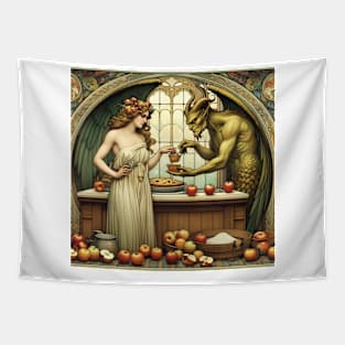 Eve and the Devil Making Apple Pie Tapestry