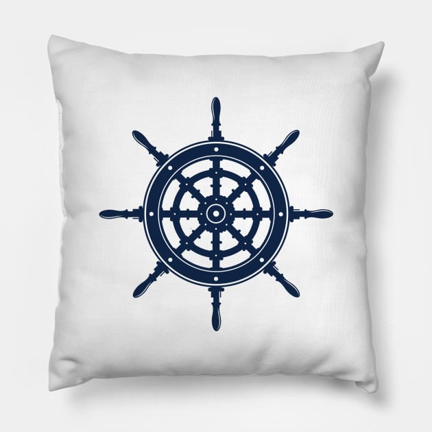 Nautical rudder / Navy blue Pillow by oceanys