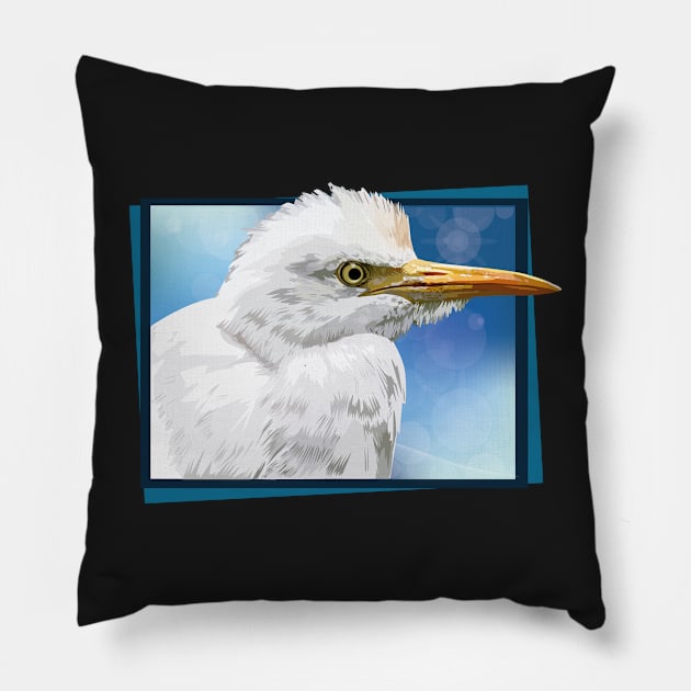 Cattle egret Pillow by obscurite