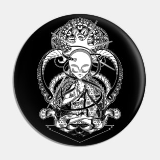 The alien Buddha - Black version Pin