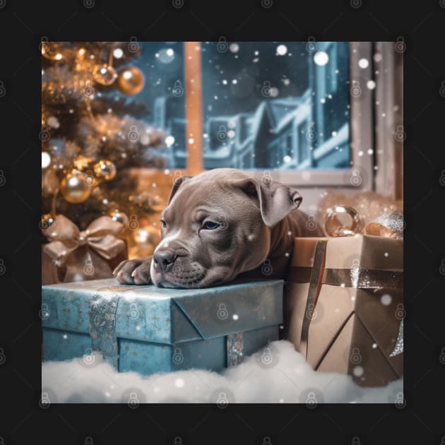 Christmas Staffy by Enchanted Reverie