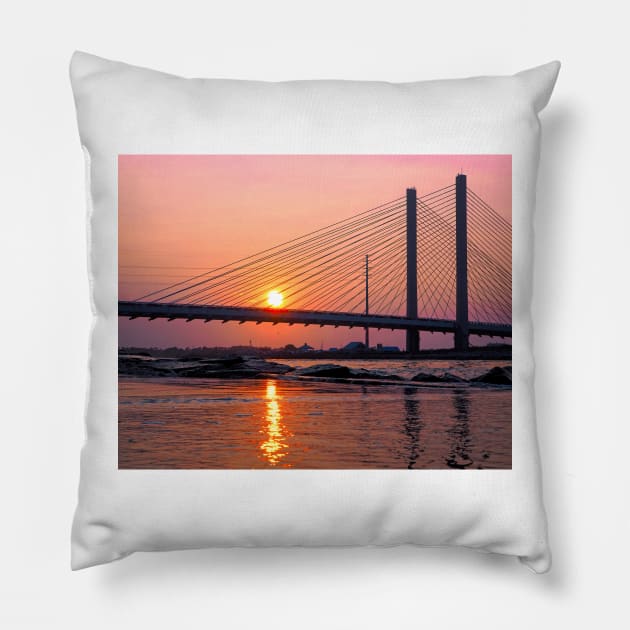 Indian River Bridge Magenta Reflections Pillow by Swartwout