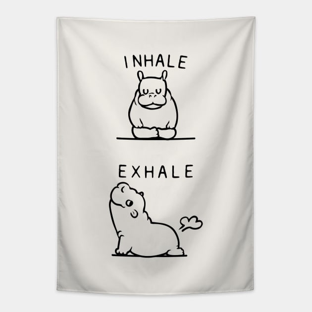 Inhale Exhale Baby Hippo Tapestry by huebucket