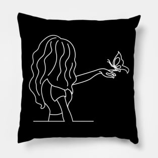 Woman With Butterfly Art Pillow