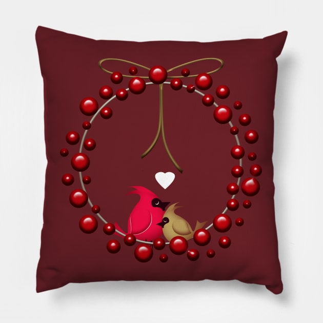 Christmas love birds Pillow by richhwalsh