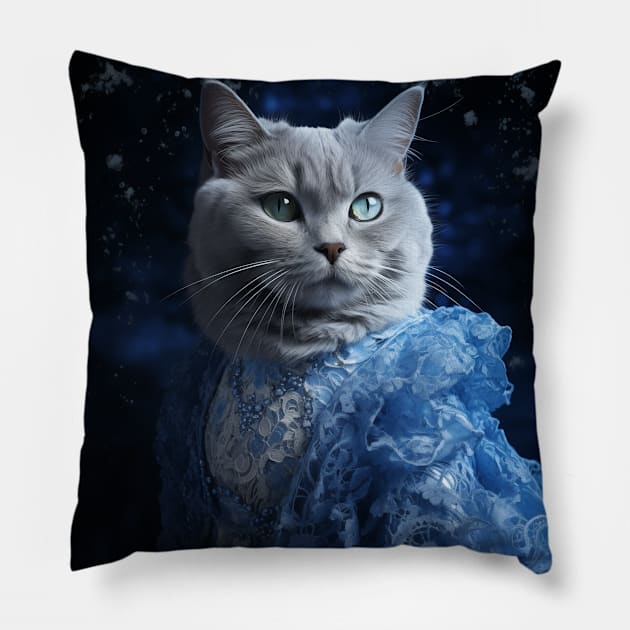 Arctic Bride British Shorthair Cat Pillow by Enchanted Reverie