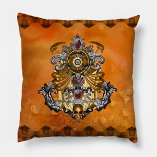 Elegant decorative shield with skull Pillow