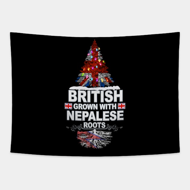 British Grown With Nepalese Roots - Gift for Nepalese With Roots From Nepal Tapestry by Country Flags