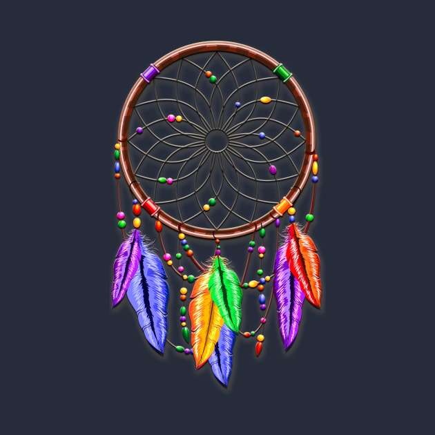 Dreamcatcher Rainbow Feathers by BluedarkArt