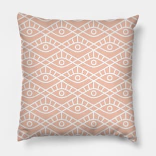 Trippy Eye Pattern (blush and white) Pillow