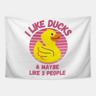 I Like Ducks and Maybe Like 3 People Funny Duck Lovers Design Tapestry