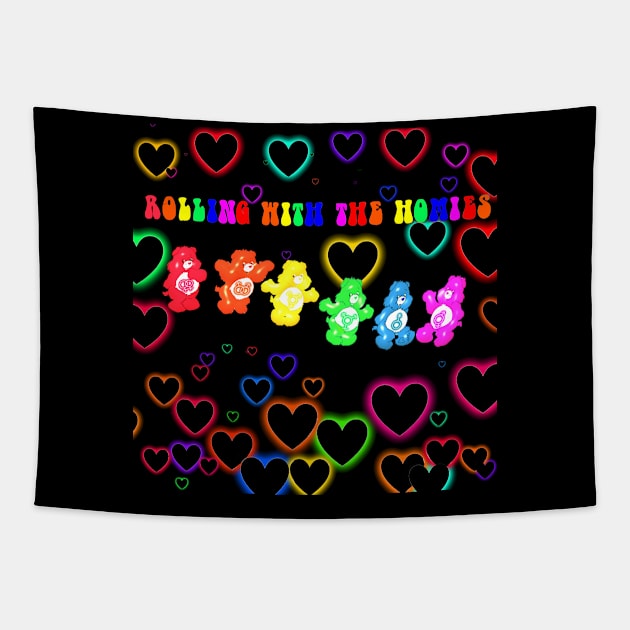 Rolling with the homies LGBTQ symbols Tapestry by Lewd Crude Never Rude