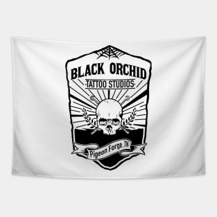 Black orchid skull logo black Tapestry