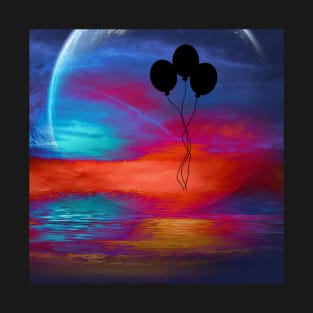 Silhouette Balloons During A Dynamic Sunset T-Shirt