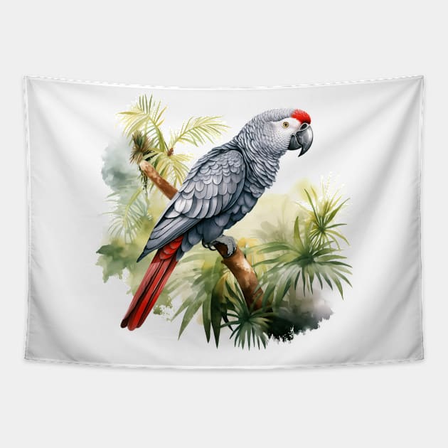 African Grey Parrot Tapestry by zooleisurelife