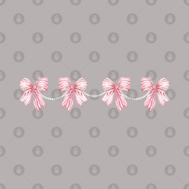 Coquette Aesthetic Pink Bows and Pearls by figandlilyco