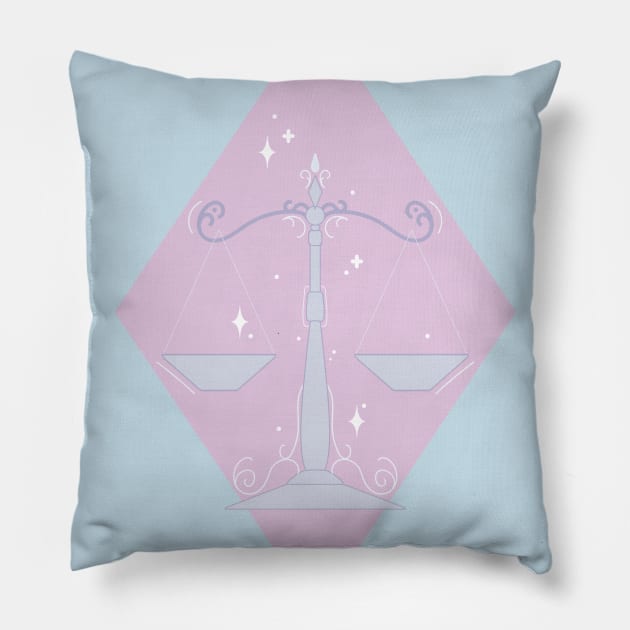 Libra Scales (Pastel) Pillow by VenusAndMoon