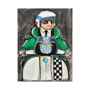 Retro Scooter, Classic Scooter, Scooterist, Scootering, Scooter Rider, Mod Art T-Shirt