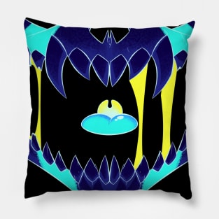 Demon Skull Mask 7 BIG NEON BLUE GLOW Pillow