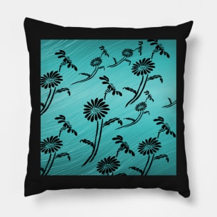 Daisies Black & Teal Daisy Floral Pattern Gifts Pillow