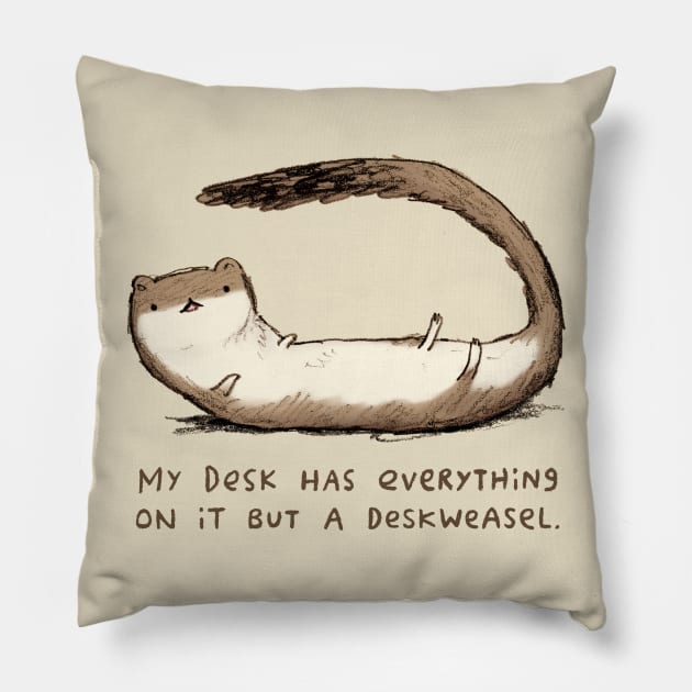 Deskweasel Pillow by Sophie Corrigan