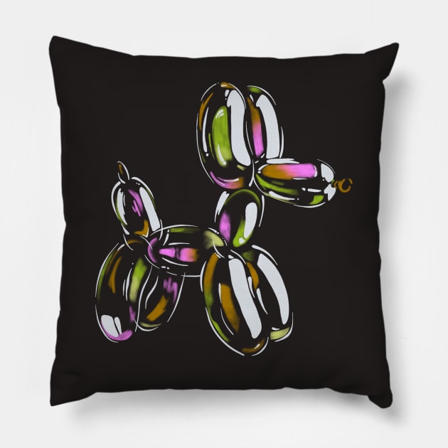 Balloon Dogs Multicolor - Weirdcore Maximalist Design Pillow by rosiemoonart