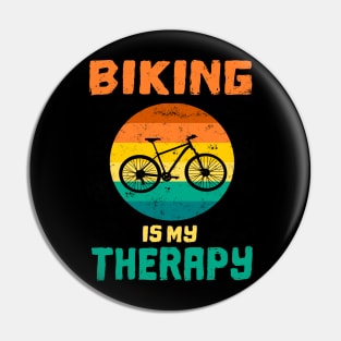 Biking is my therapy bike retro vintage gift Pin