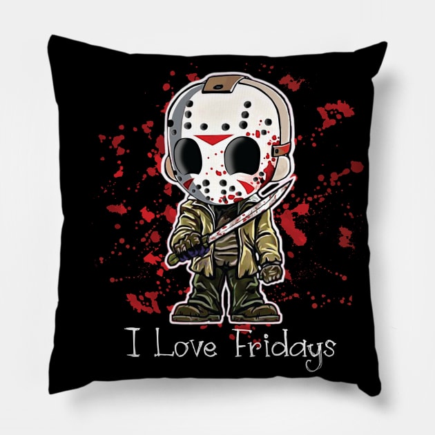 I Love Fridays Pillow by Alema Art