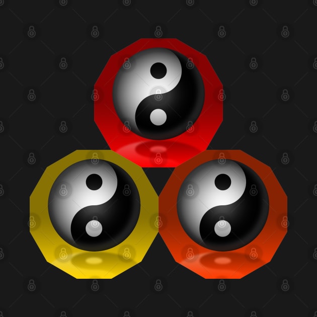 Yin Yang Triangle - Red, Orange and Yellow by The Black Panther