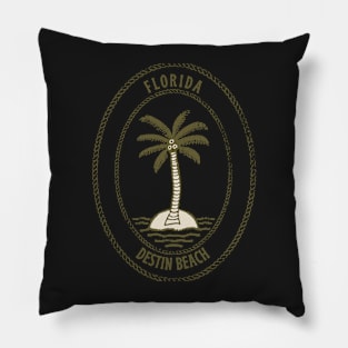 Retro cool Destin Beach Florida Palm Tree Pillow