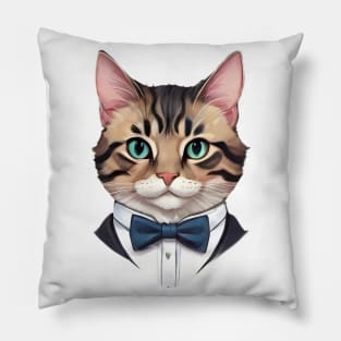 Fancy Cat with Bowtie no.17 Pillow