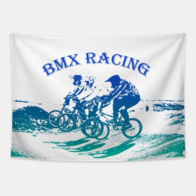 bmx racing Tapestry by rickylabellevie