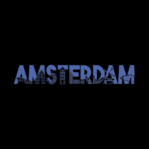 Amsterdam skyline silhouette by HBfunshirts