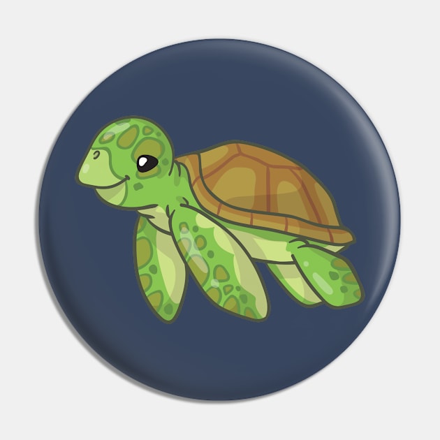 Green Sea Turtle Pin by bytesizetreasure